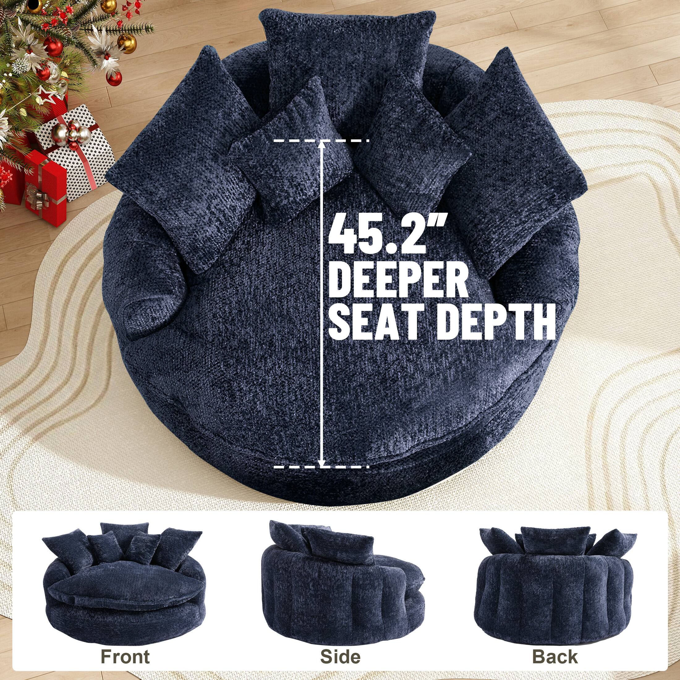 Anysun Oversized Round Comfortable Chenille Foam Chair with