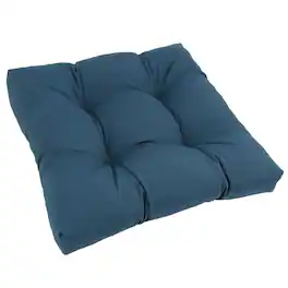 Blazing Needles - 19-inch Squared Twill Tufted Dining Chair Cushion - Indigo
