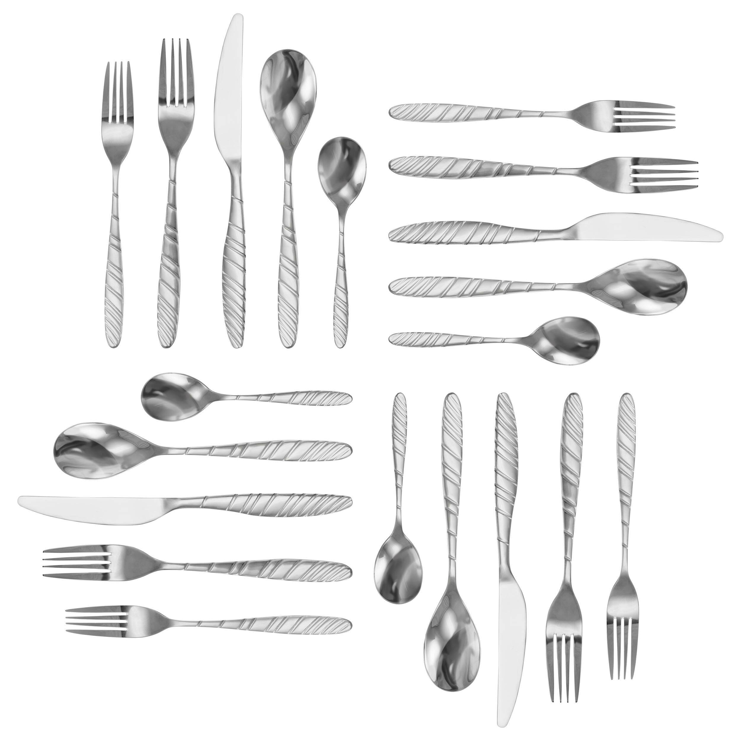 Alt View 3. MegaChef - MegaChef La Vague 20 Piece Flatware Utensil Set, Stainless Steel Silverware Metal Service for 4 in Silver - Silver.