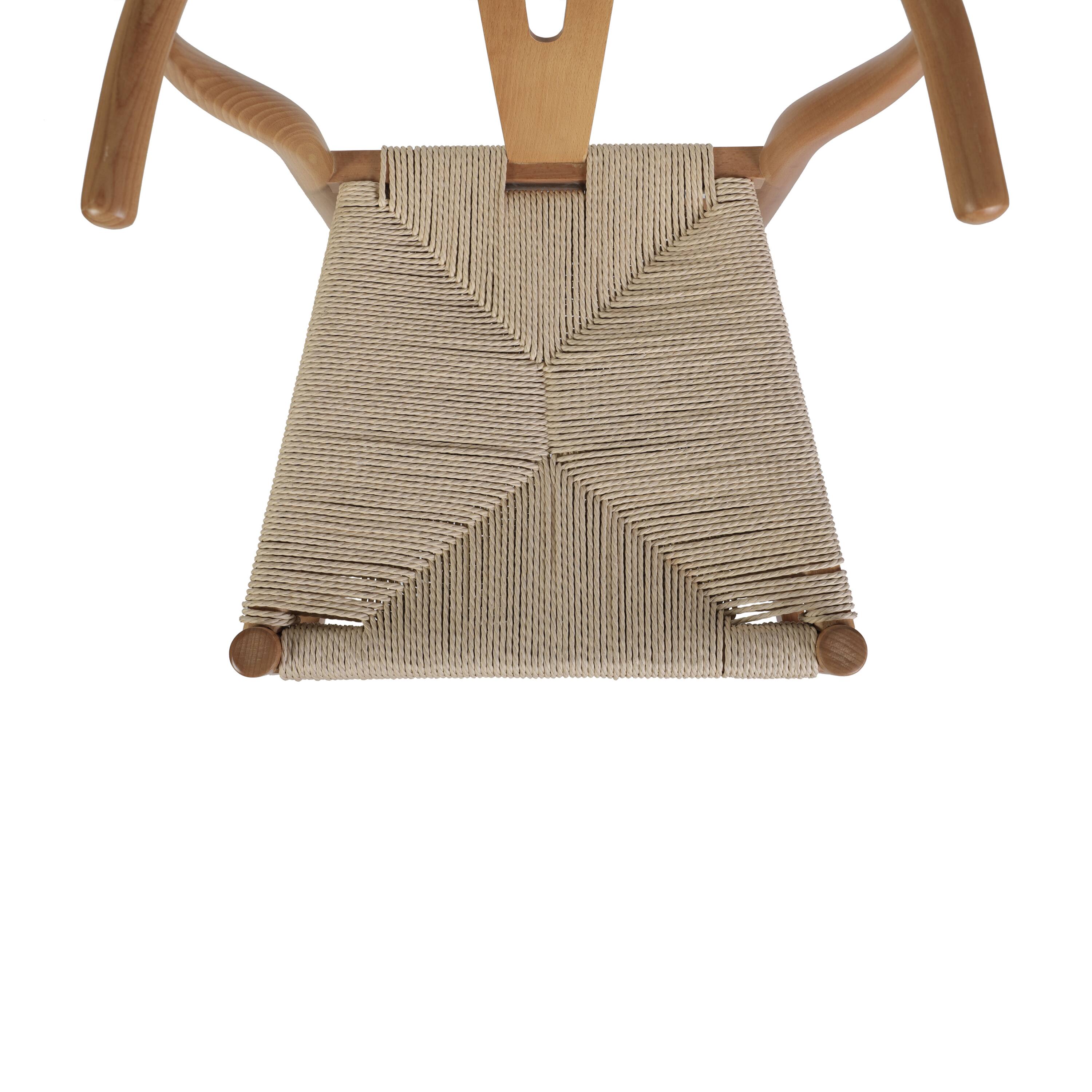 Alt View 9. Emma + Oliver - Devine Y-Back Style Wooden Dining Chair with Kraft Paper Rope Seat, Stackable Design - Oak Frame/Natural Seat.