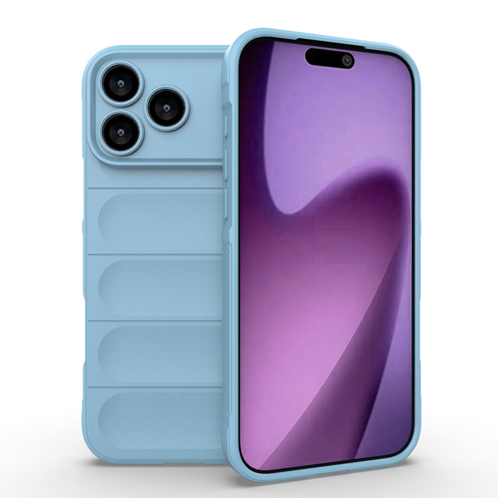 Front. UUCOVER - Shockproof Wave Pattern Case for Apple iPhone 18 Pro Max, Skin-Friendly Grip Soft-Touch Finish Drop Protection Cover - Blue.