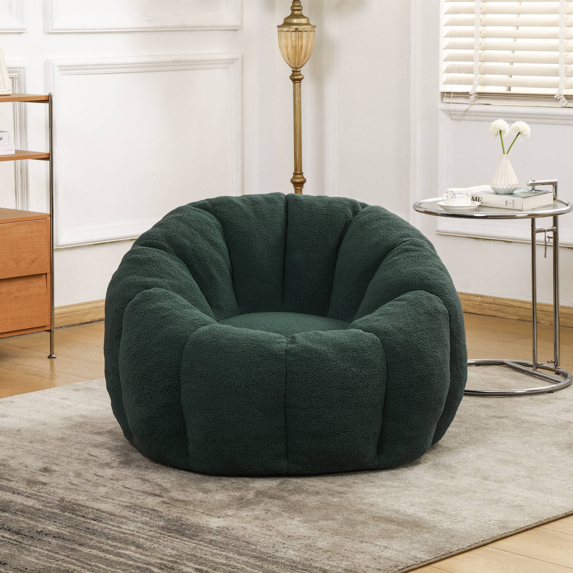 Front. Chery Life - 38.6 in. W Bean Bag Sofa Chair with Armrests Stuffed High-Density Foam for Adults in Living Room - Green.