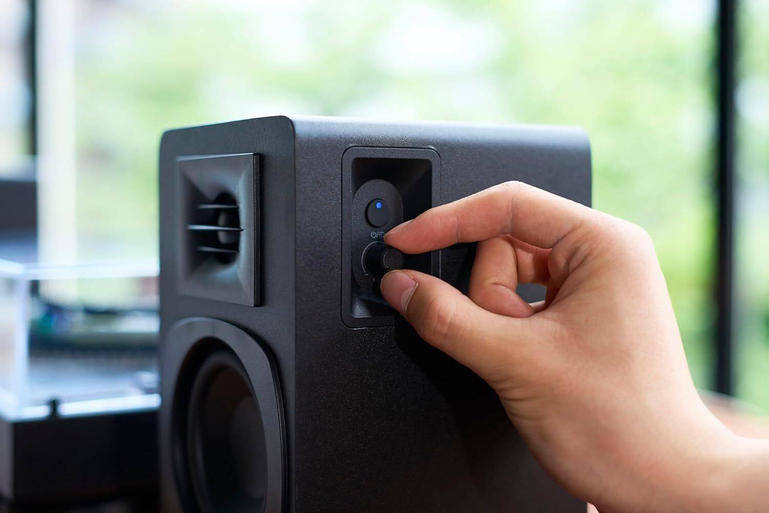 Alt View 1. Audio-Technica - Audio-Technica AT-SP3X Powered Bookshelf Bluetooth Speakers - Black.