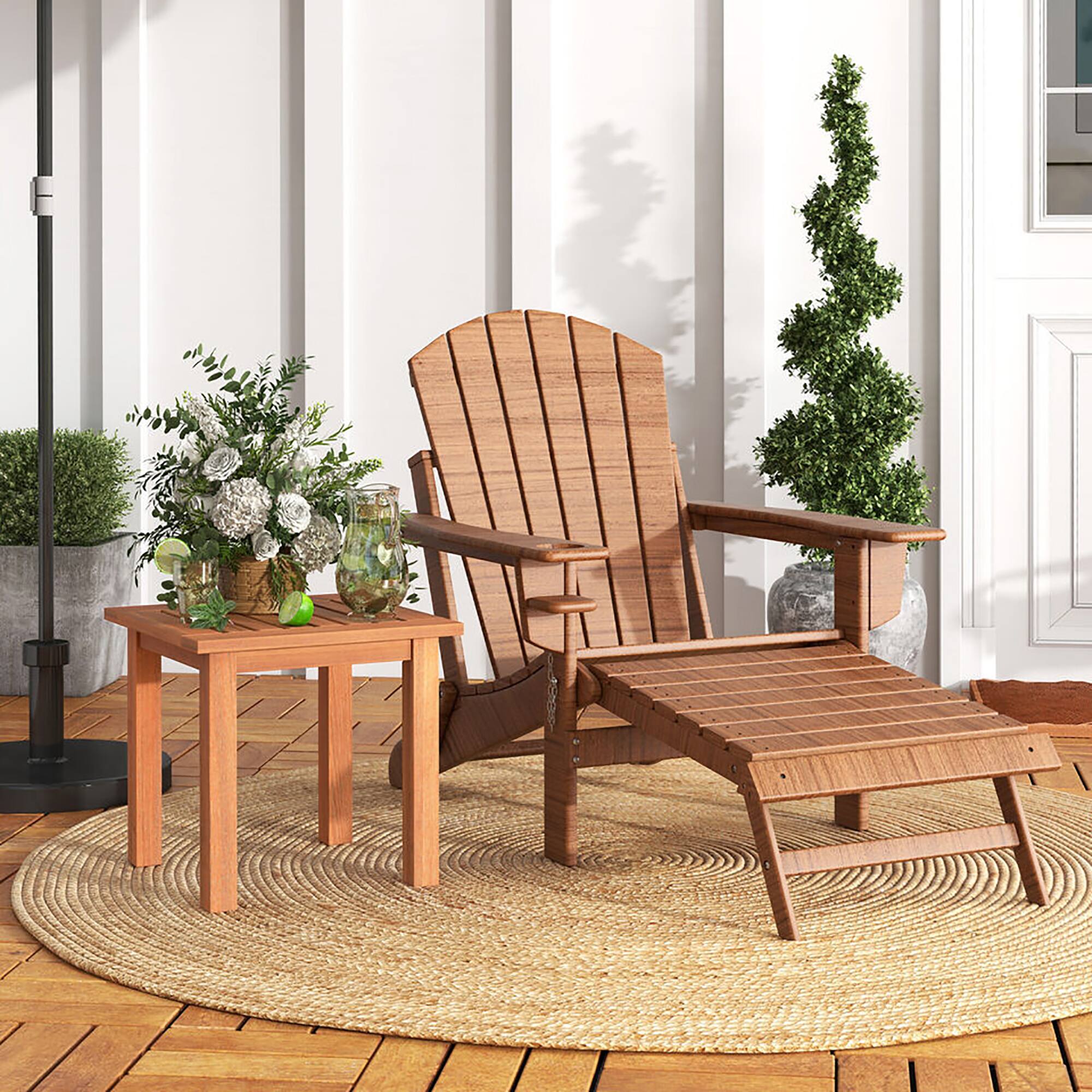 Alt View 1. Gymax - Gymax 2 Pieces Patio Side Table Hardwood All-Weather Outdoor Square End Bistro Table Garden - Natural.