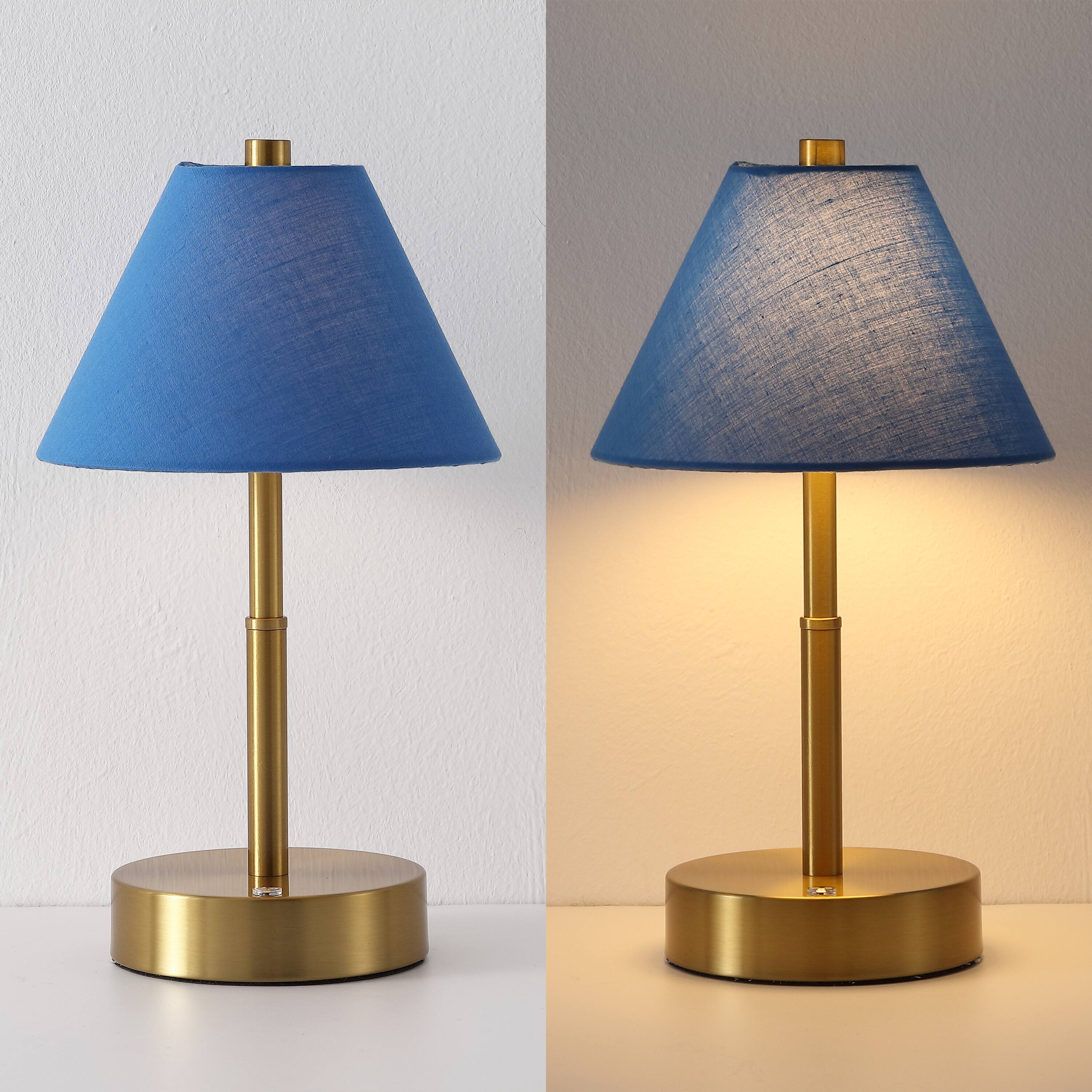 Alt View 5. Jonathan Y - Cordelia 11.13" Metal Candlestick Rechargeable Table Lamp Set of 2 Brass Gold with Blue Shade and Touch Sensor Dimmer - Brass Gold.