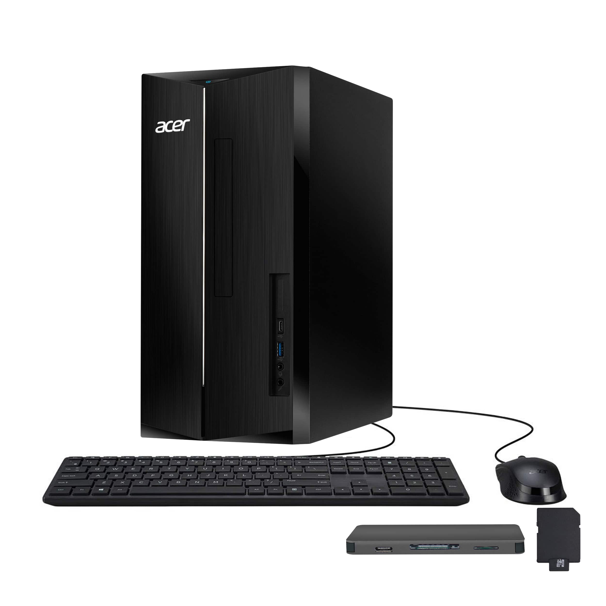 Acer - Aspire Desktop,Intel i5-14400,Intel UHD Graphics,32GB RAM,1TB SSD+160GB Dock Set,Keyboard&Mouse,Win 11 Pro - Black