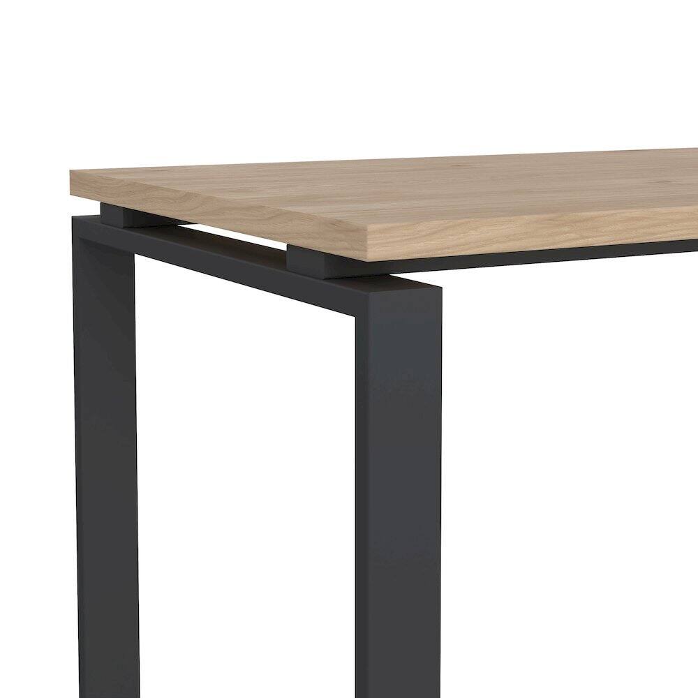 Alt View 1. FurniFact - Modern Computer Desk with Metal Legs for Home Office or Study - Brown.