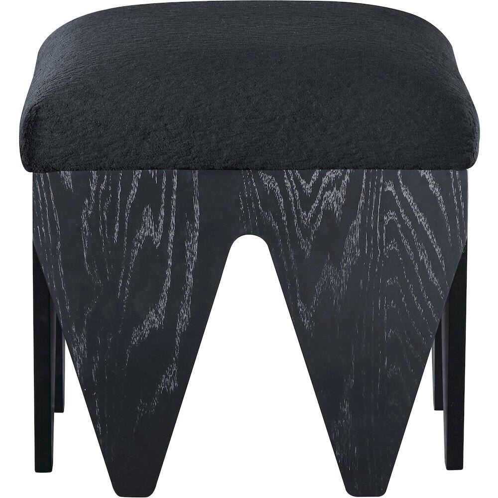 Alt View 2. Meridian Furniture - Altair Black Velour Fur Fabric Bench - Black.
