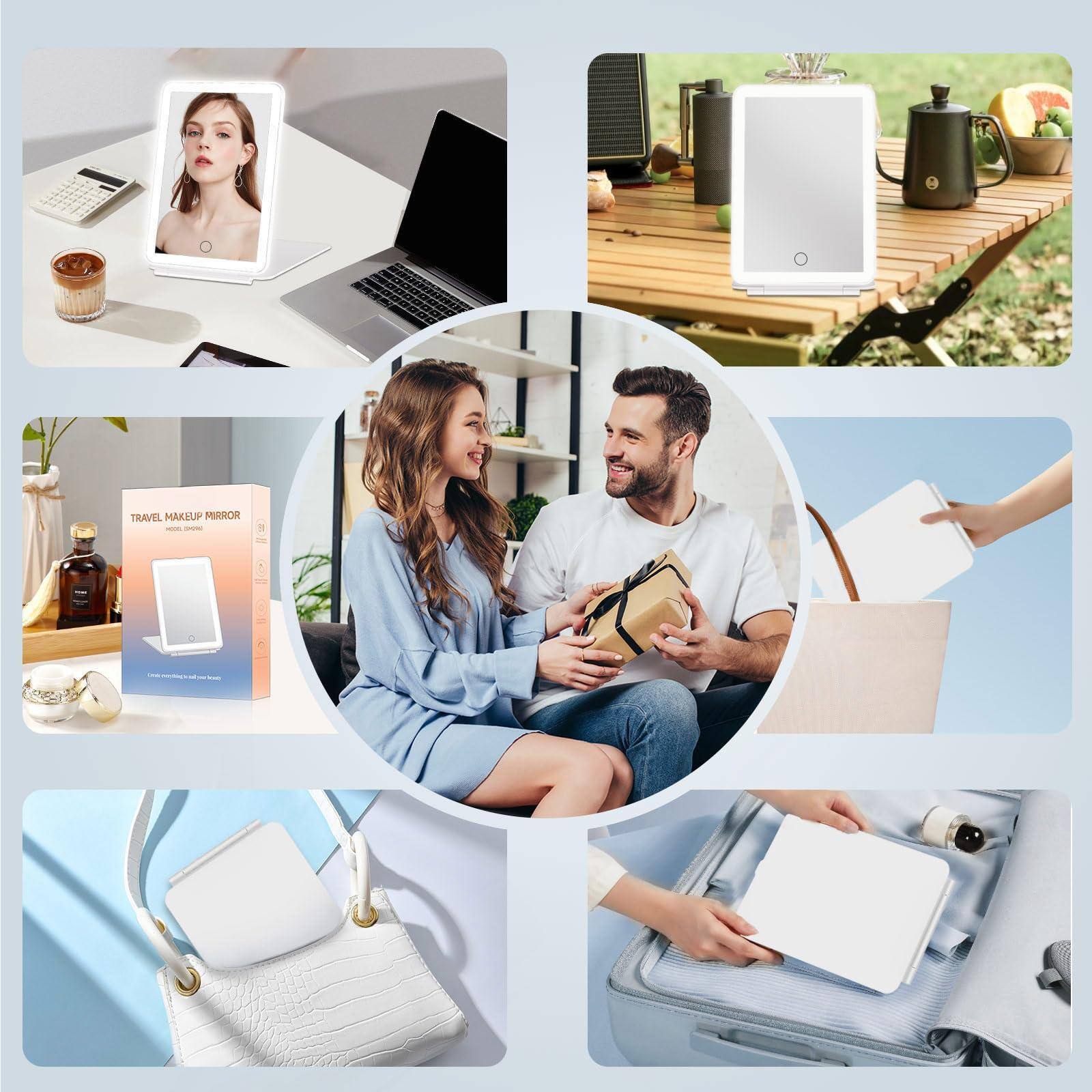 TRAVEL MAKEUP MIRROR

- Portable, compact, and easy to carry
- Perfect for travel, home, or office use
- Comes with a charging cable
- Ideal for makeup application on the go