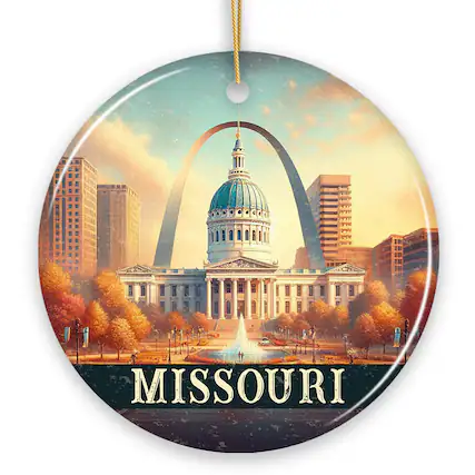 Front. OrnamentallyYou - Missouri Gateway Arch and Courthouse Ornament, Iconic St. Louis Landmarks Christmas Gift Souvenir - Multi-colored.