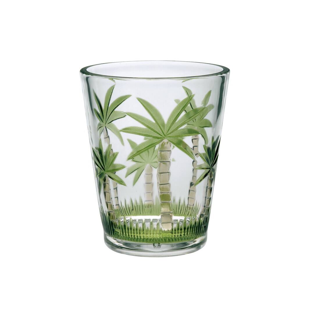 Front. APRILSOUL - Palm Tree Design Acrylic Glasses Set of 4 DOF Plastic BPA Free Cocktail Drinkware Water Tumblers - white.