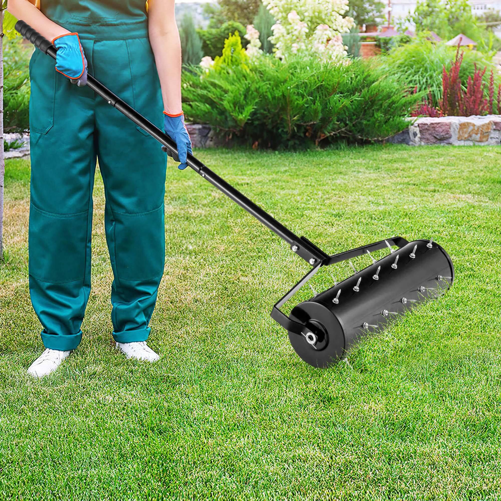 Alt View 1. Costway - Costway 21" Manual Lawn Aerator Grass Aeration Tool Filled with Sand or Stone with Handle - Black.