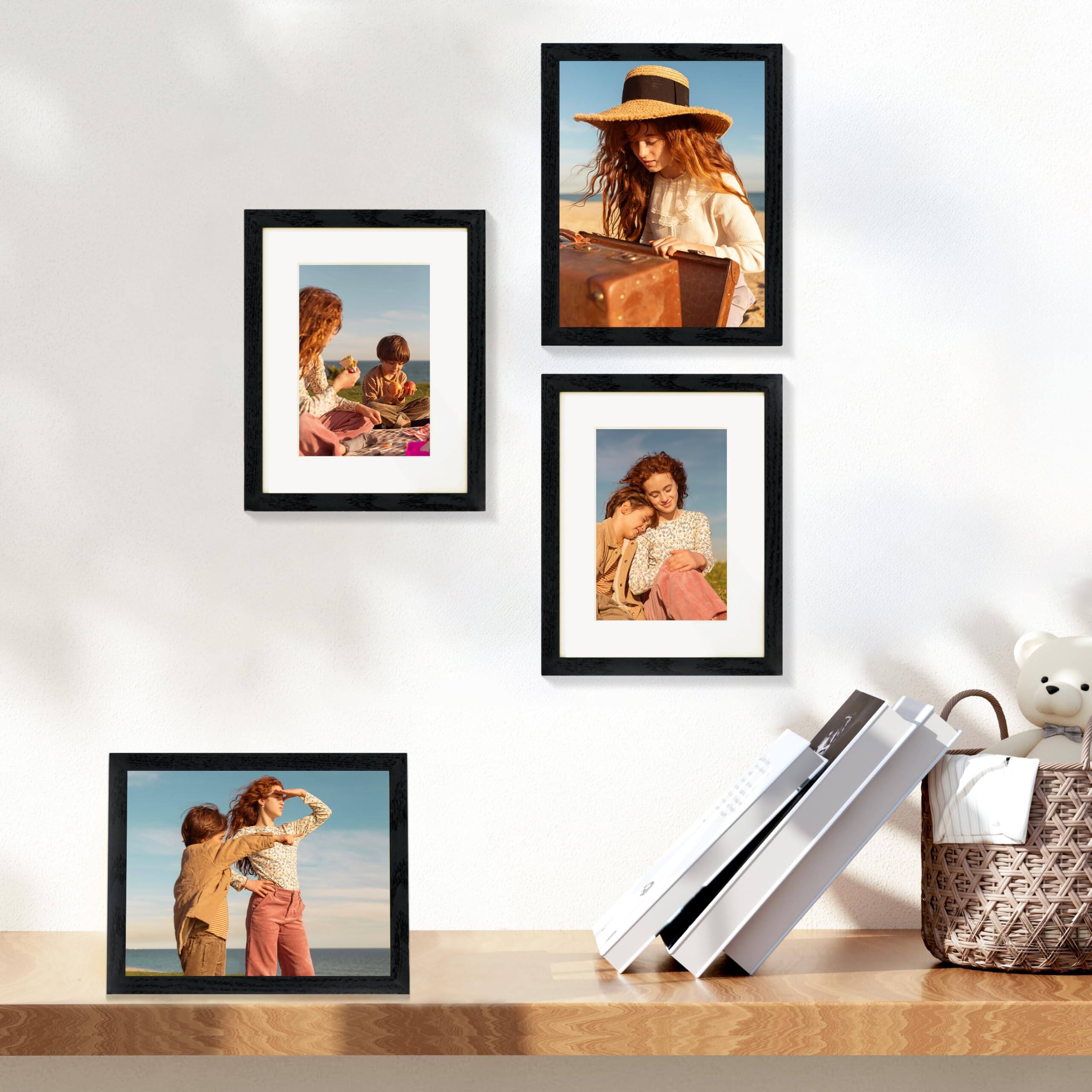 Left. Stylel Star - Picture Frame Set With Mat Or Without Engineered Wood Shatter Resistant Plexiglass Wall Gallery Photo Frames For - Red.
