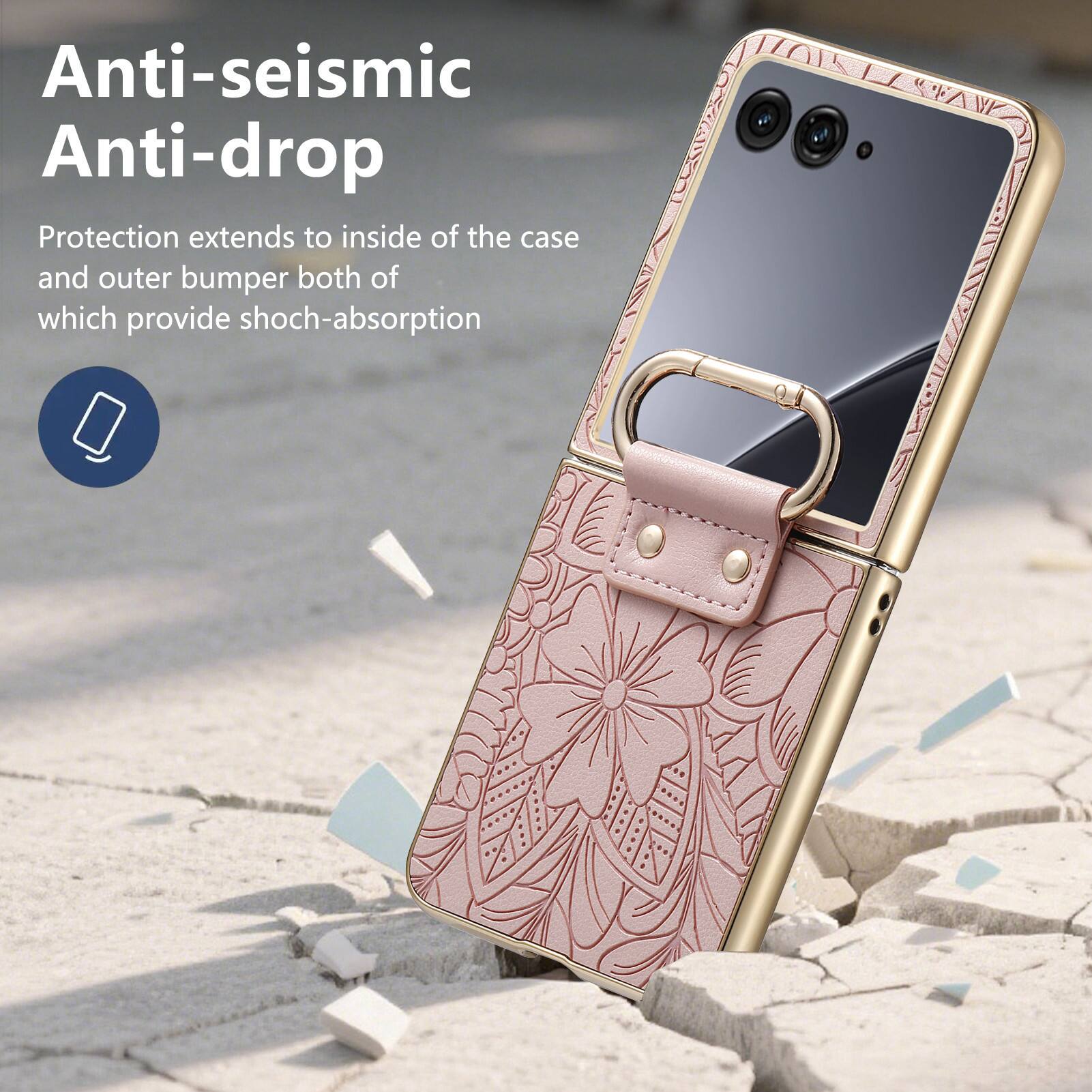 Dteck Shockproof Floral Leather Texture Case for Motorola Razr+ (2024 ...