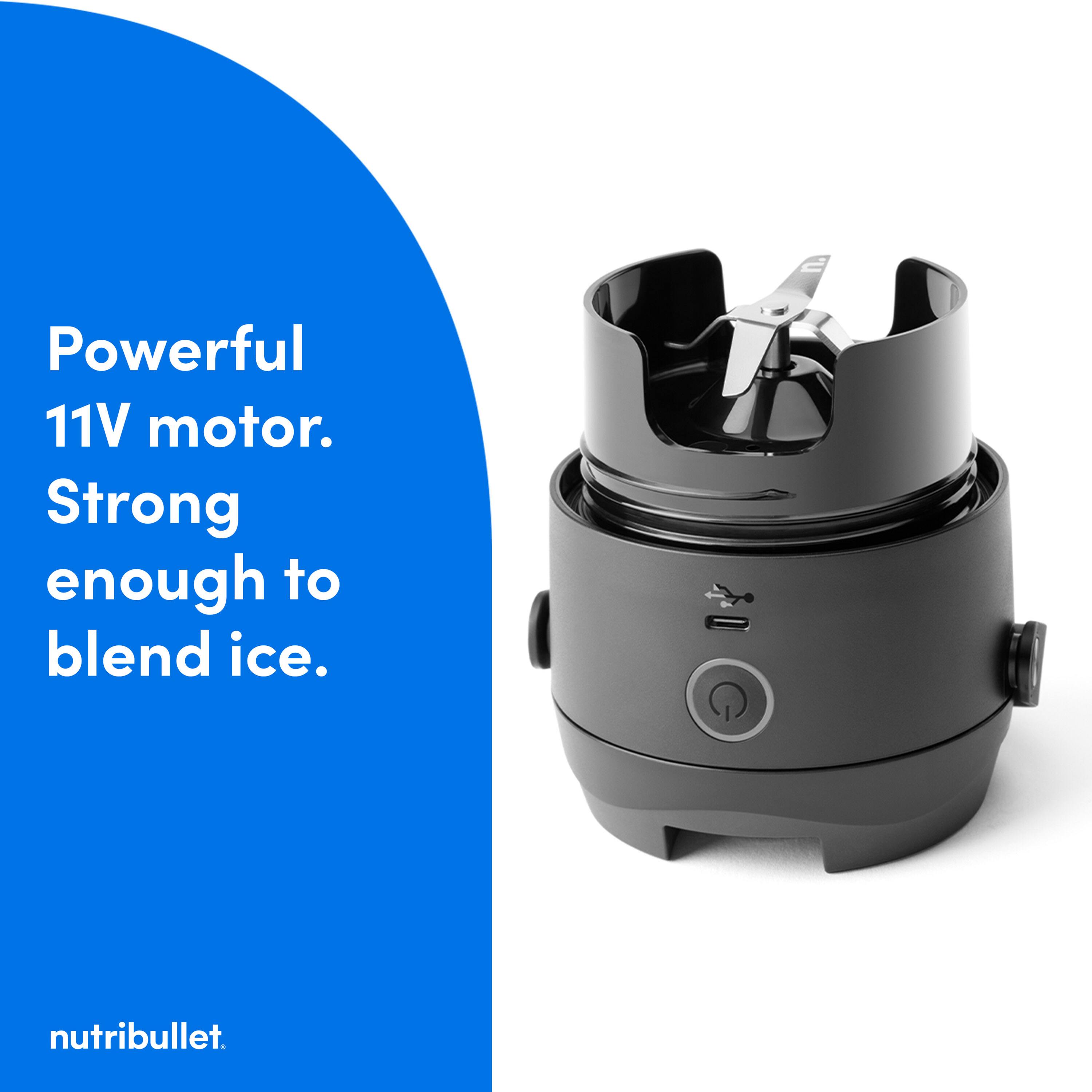 Powerful 11V motor. Strong enough to blend ice. NutriBullet.