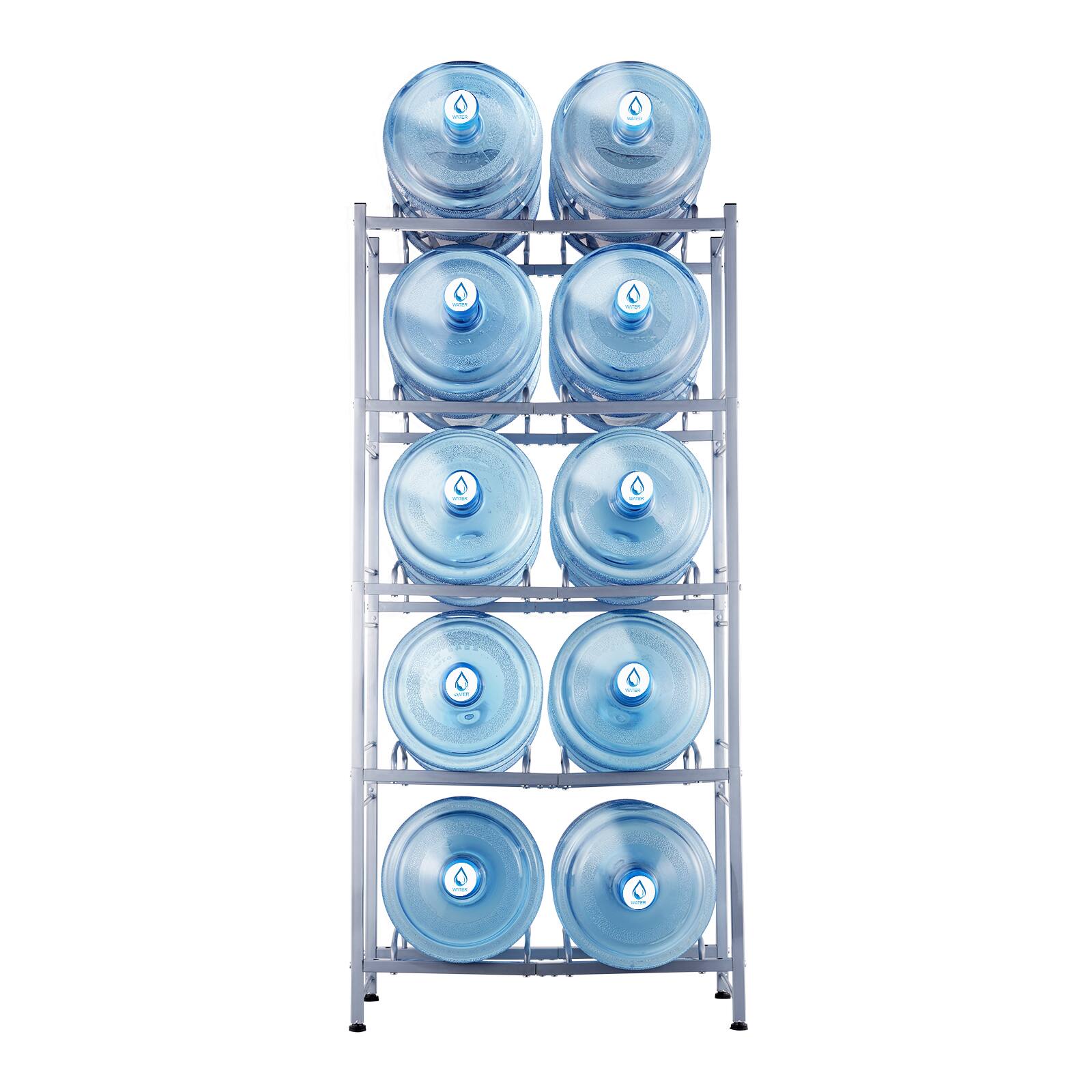 Alt View 5. VEVOR - 5 Tiers Water Jug Holder, 5 Gallon Water Bottle Holder, Double Row Water Bottle Rack for 10 Bottles - Black.