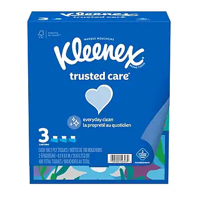 Kleenex
trusted care
everyday clean
la propreté au quotidien
3 CARTONS EACH
160 2-PLY TISSUES / BOTES DE 160 MOUCHORS
2 PASSEURS
82 X 8.4 / 20.8 X 21.3 CM
480 TOTAL TISSUES / MOUCHORS AU TOTAL
MARQUE MOUCHOIRS
Kleenex BRAND TISSUES