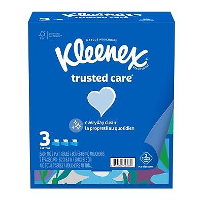 Kleenex - Standard Facial Tissue, 2-Ply, 160 Sheets/Box, 3 Boxes/Pack (54303)