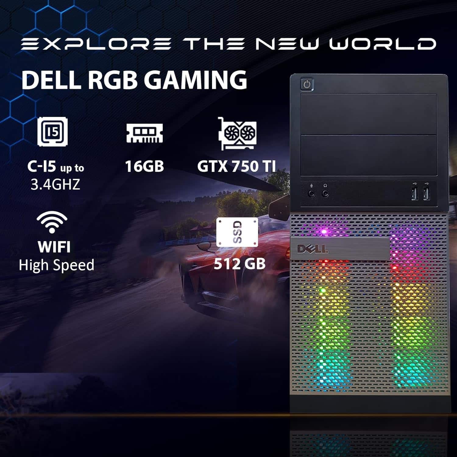 Dell Refurbished Excellent OptiPlex 390 RGB Gaming Desktop PC
