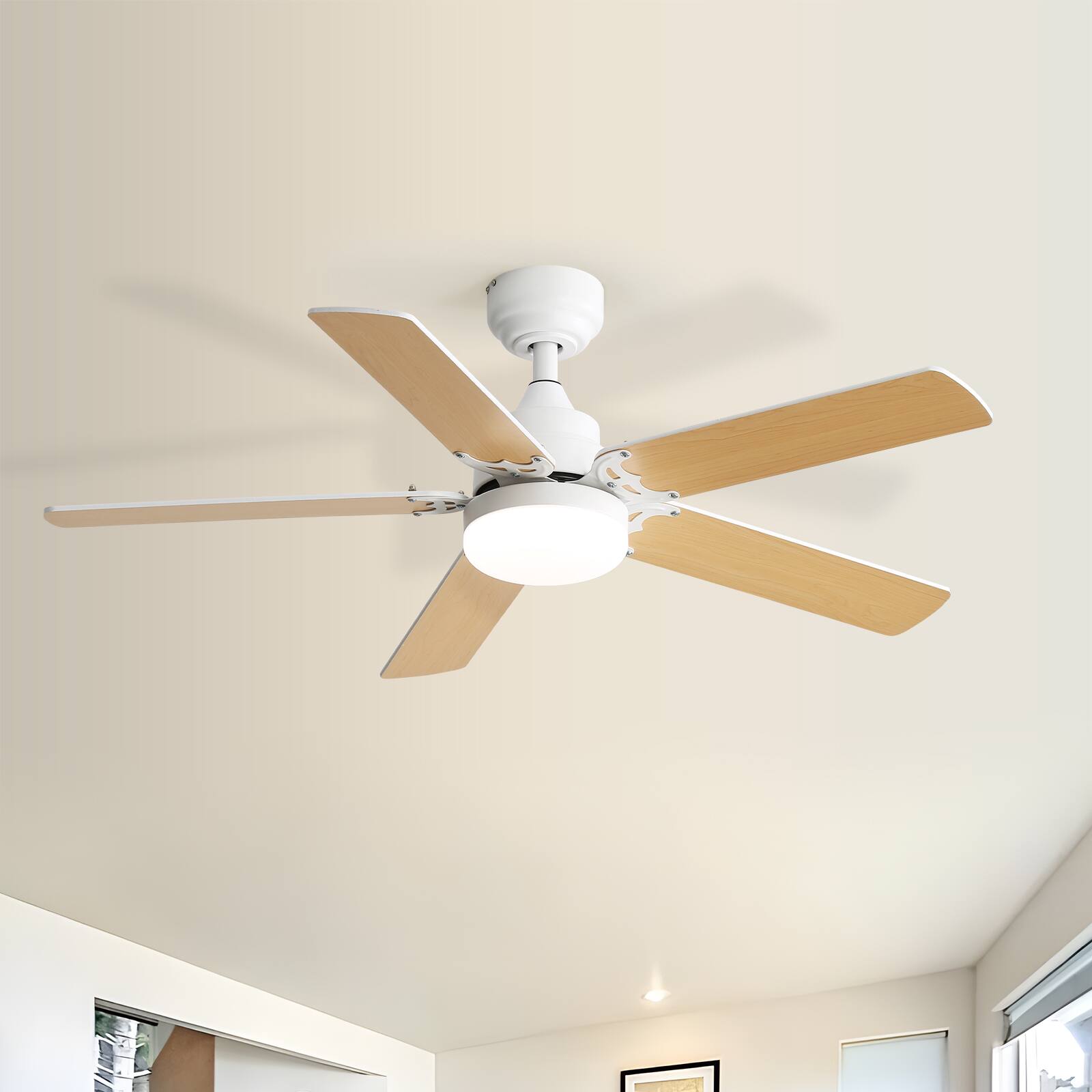 Alt View 2. Sofucor - 42'' Dual Color Blade Ceiling Fans with Lights and Remote Modern Dimmable LED Ceiling Fan for Bedroom Living Room Patio - White.