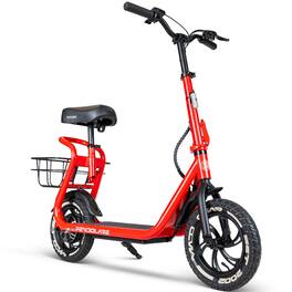 Electric Scooter with Seat & Basket for Adults & Teens – Long Range 18 Miles, 450W Motor, Foldable – Madd Gear Pendolare - Red