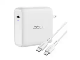 CODi - 100W USB-C Wall Charger with Power Delivery & 6.5ft EPR Braided USB-C Cable - Black