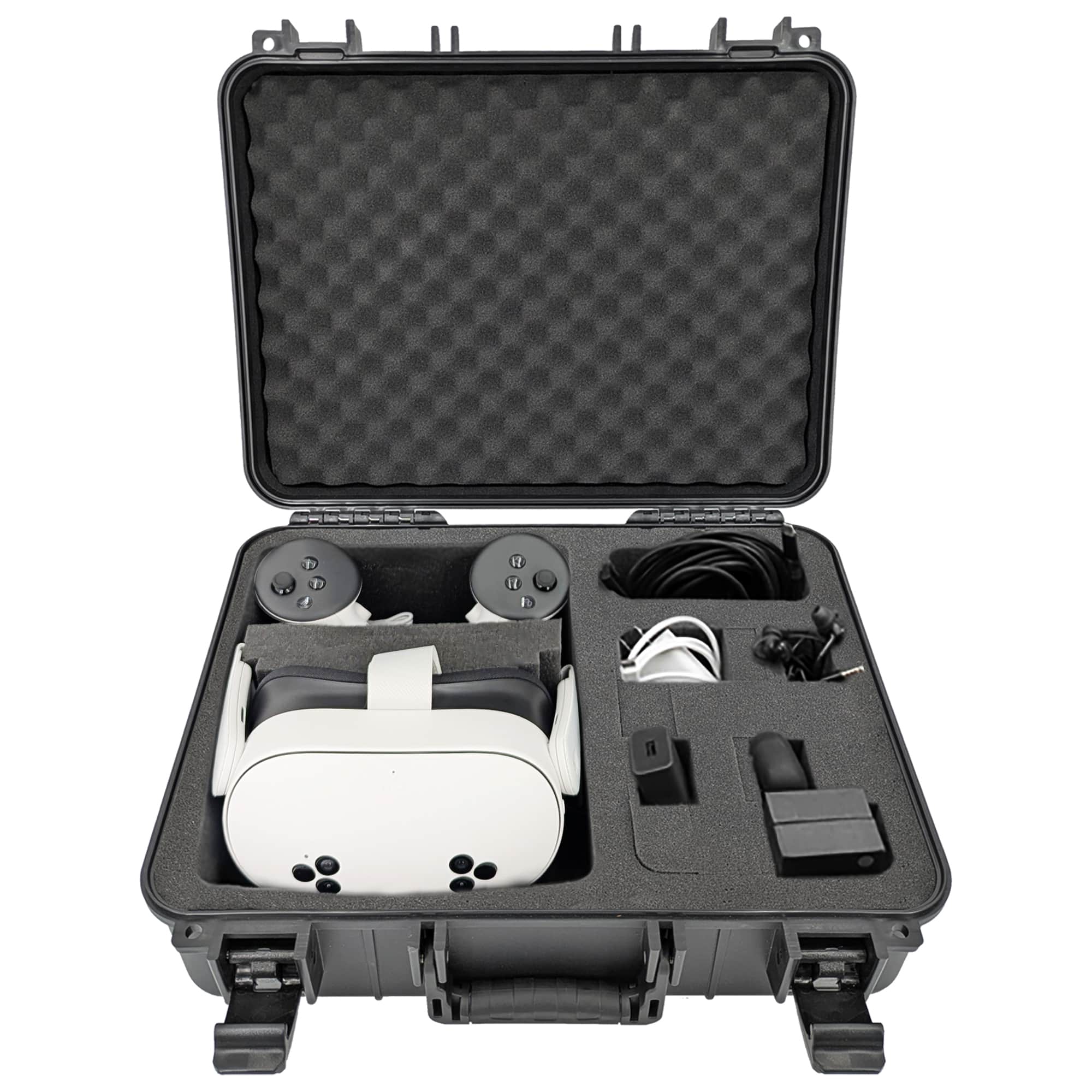 Front. CASEMATIX - Hard Shell Custom Travel Case for Meta Quest 3S, 3 and 2 VR Headsets - Black.