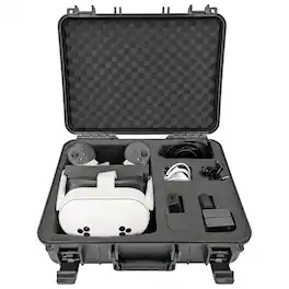 CASEMATIX - Hard Shell Custom Travel Case for Meta Quest 3S, 3 and 2 VR Headsets - Black