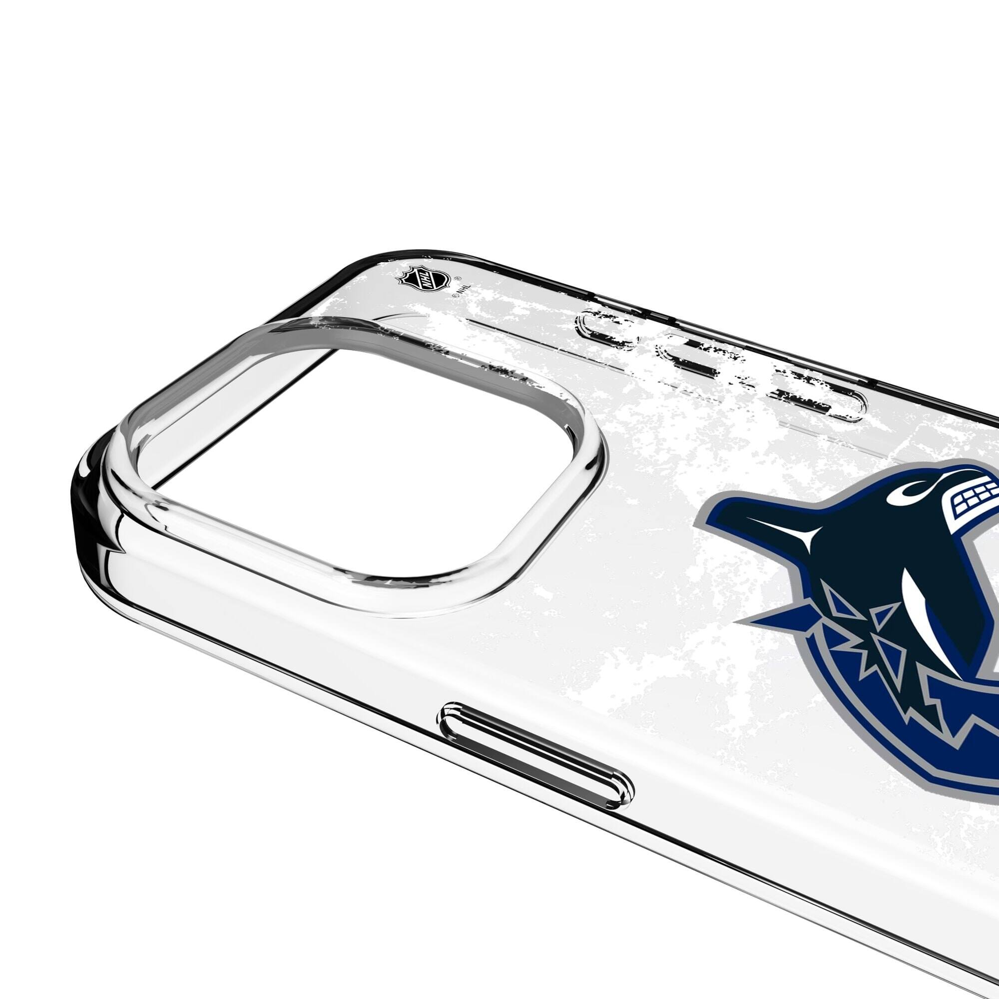 Alt View 2. Keyscaper - Vancouver Canucks iPhone Stripe Clear Ice Case - 15 Pro Max - Multicolor.