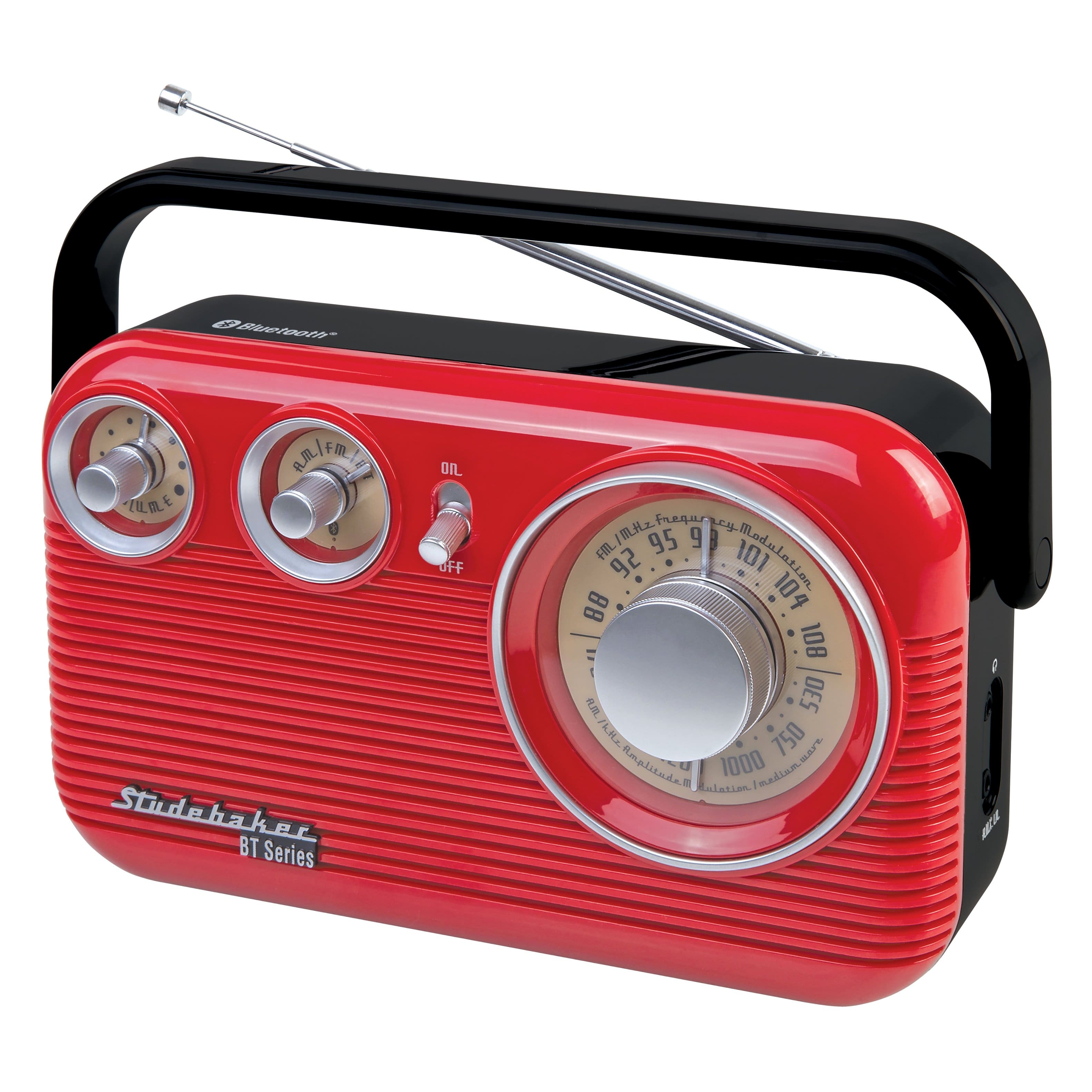 Studebaker - SB2003 Portable AM/FM Radio with Bluetooth - Red - Front_Zoom