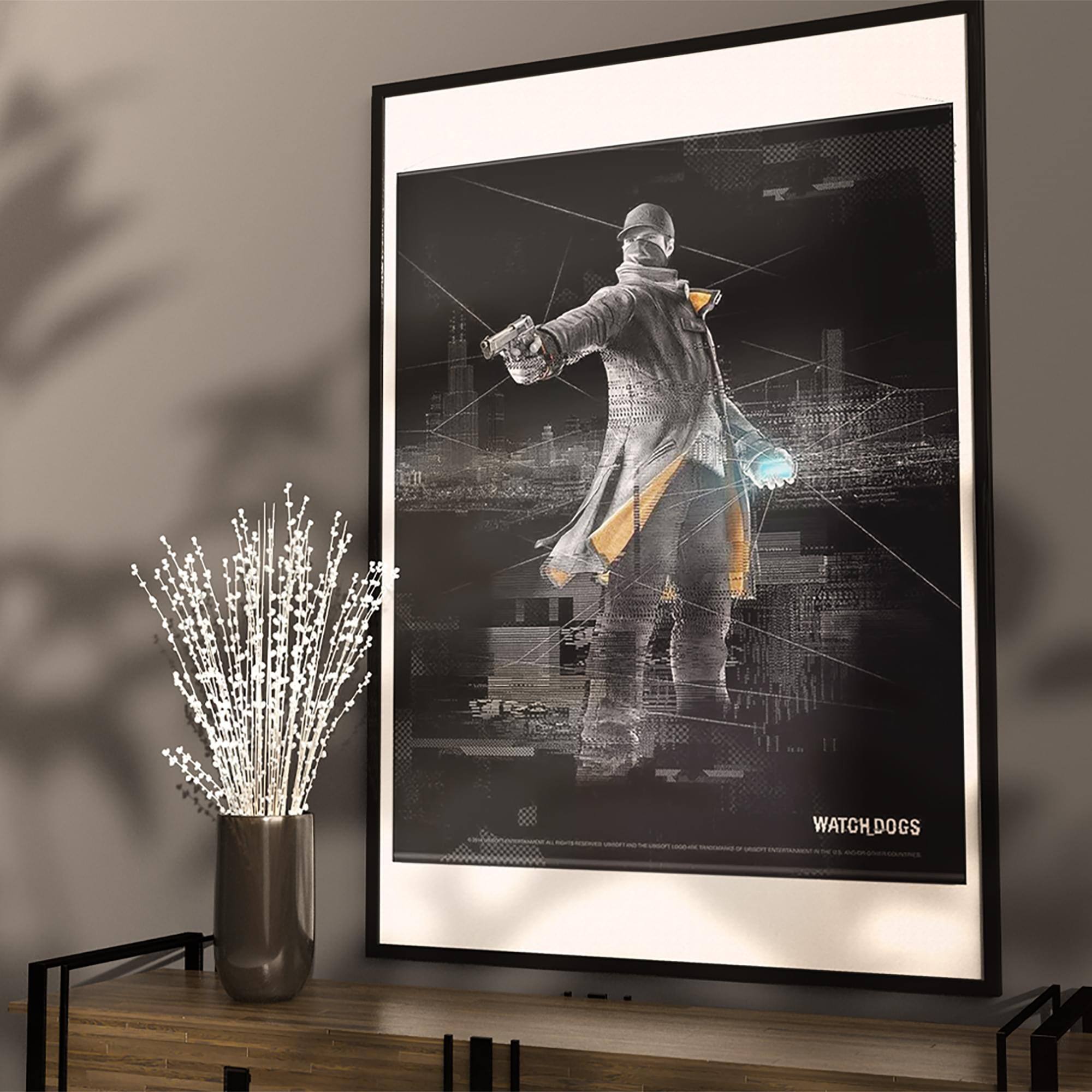 Alt View 10. Ubisoft - Watch Dogs 39"x28" Wall Scroll "Aiden Pearce" - Black.