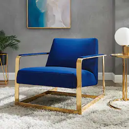 Seg Performance Velvet Accent Chair by Modway - Gold Navy