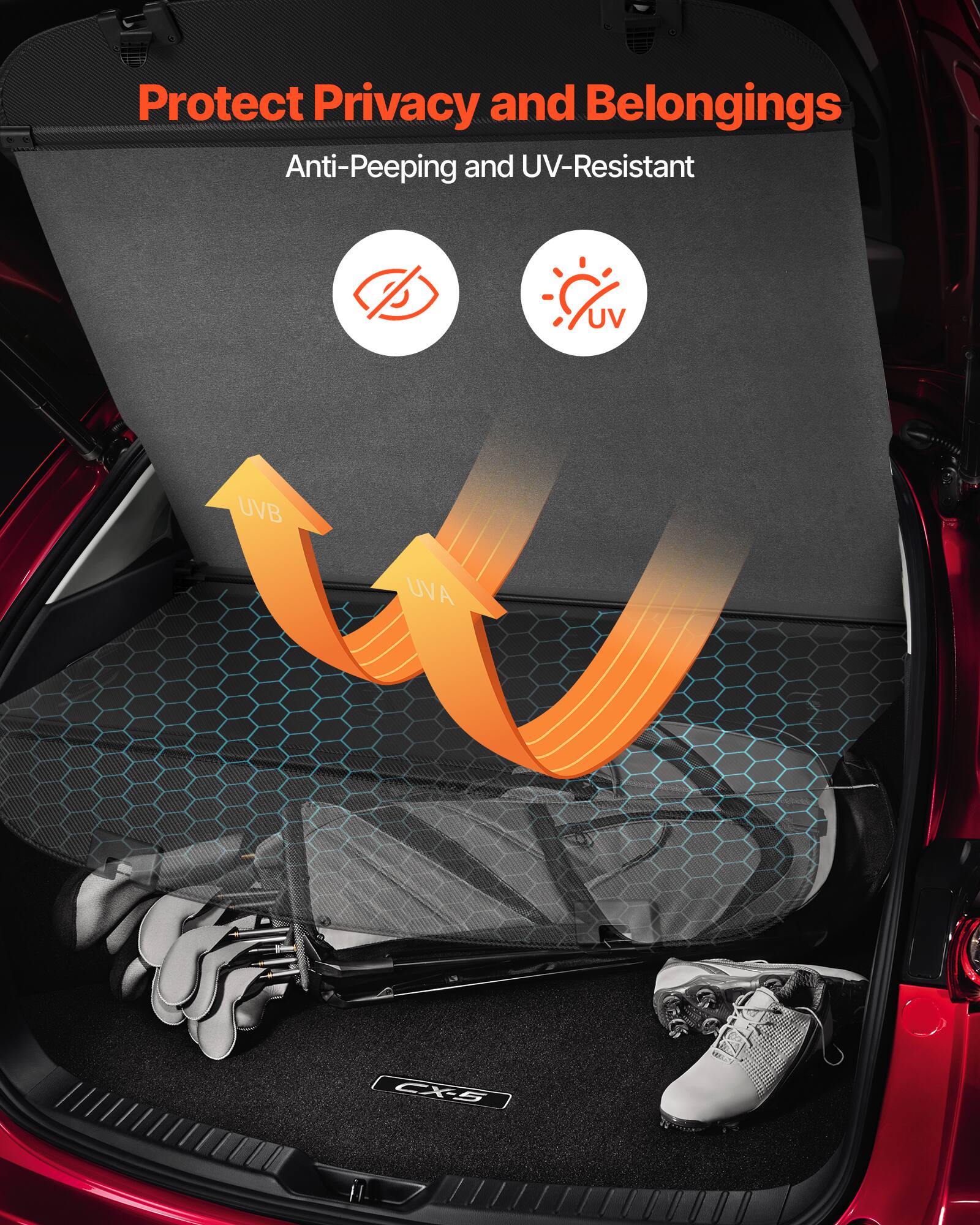 Protect Privacy and Belongings  
Anti-Peeping and UV-Resistant  
UVB UVA