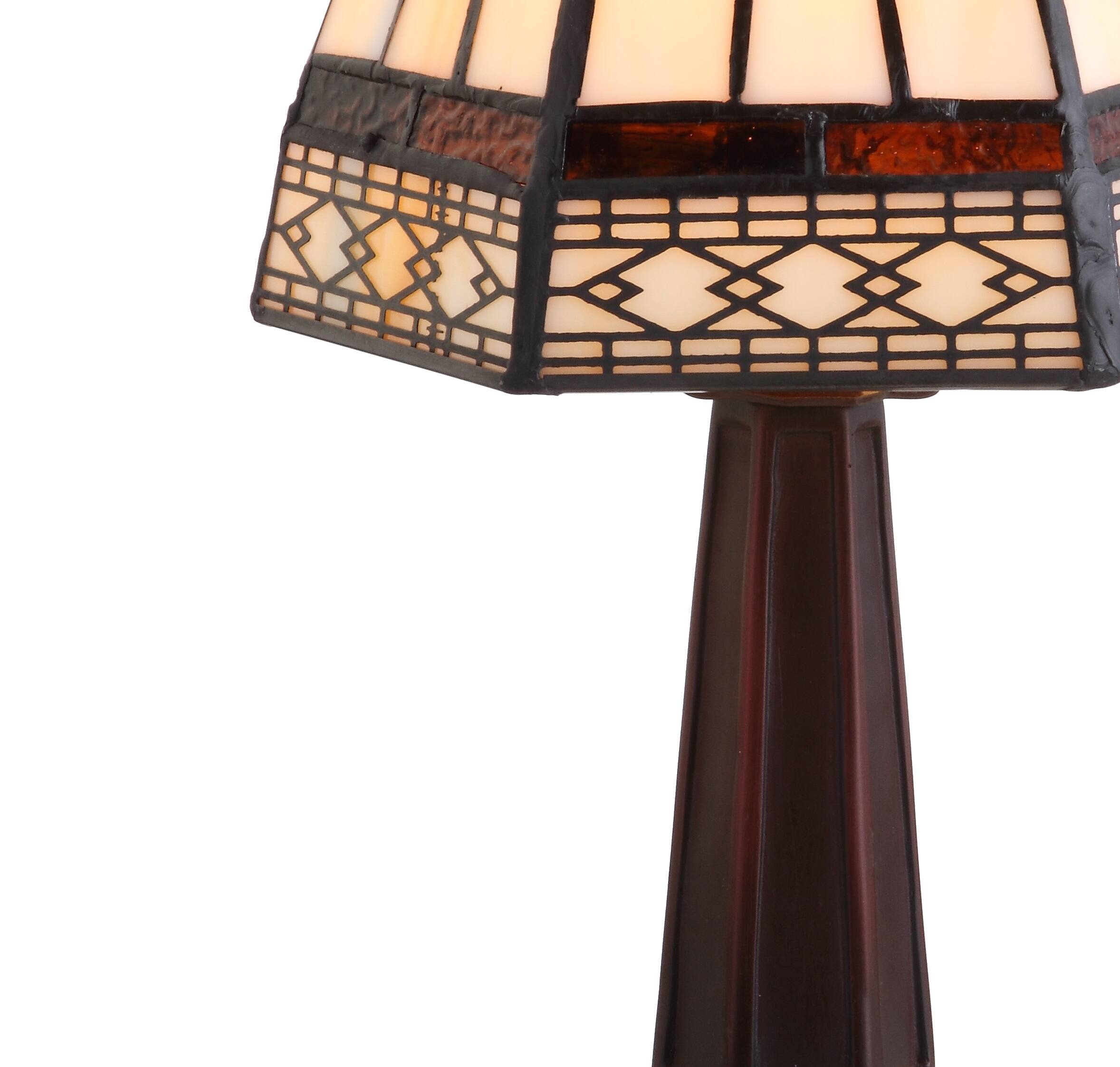 Alt View 6. Jonathan Y - Carter Tiffany-Style 12" LED Table Lamp, Ivory/Cream - Brown.