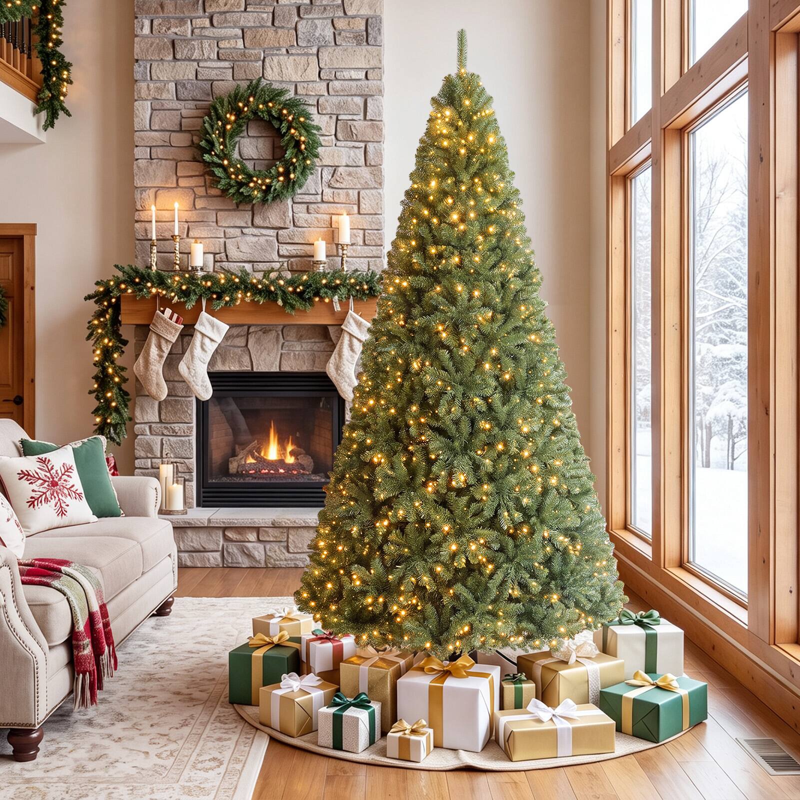 Alt View 3. Gymax - Gymax 7 FT Prelit Christmas Tree w/500 LED Lights & 1570 PVC Branch Tips Metal Stand Green - Green.