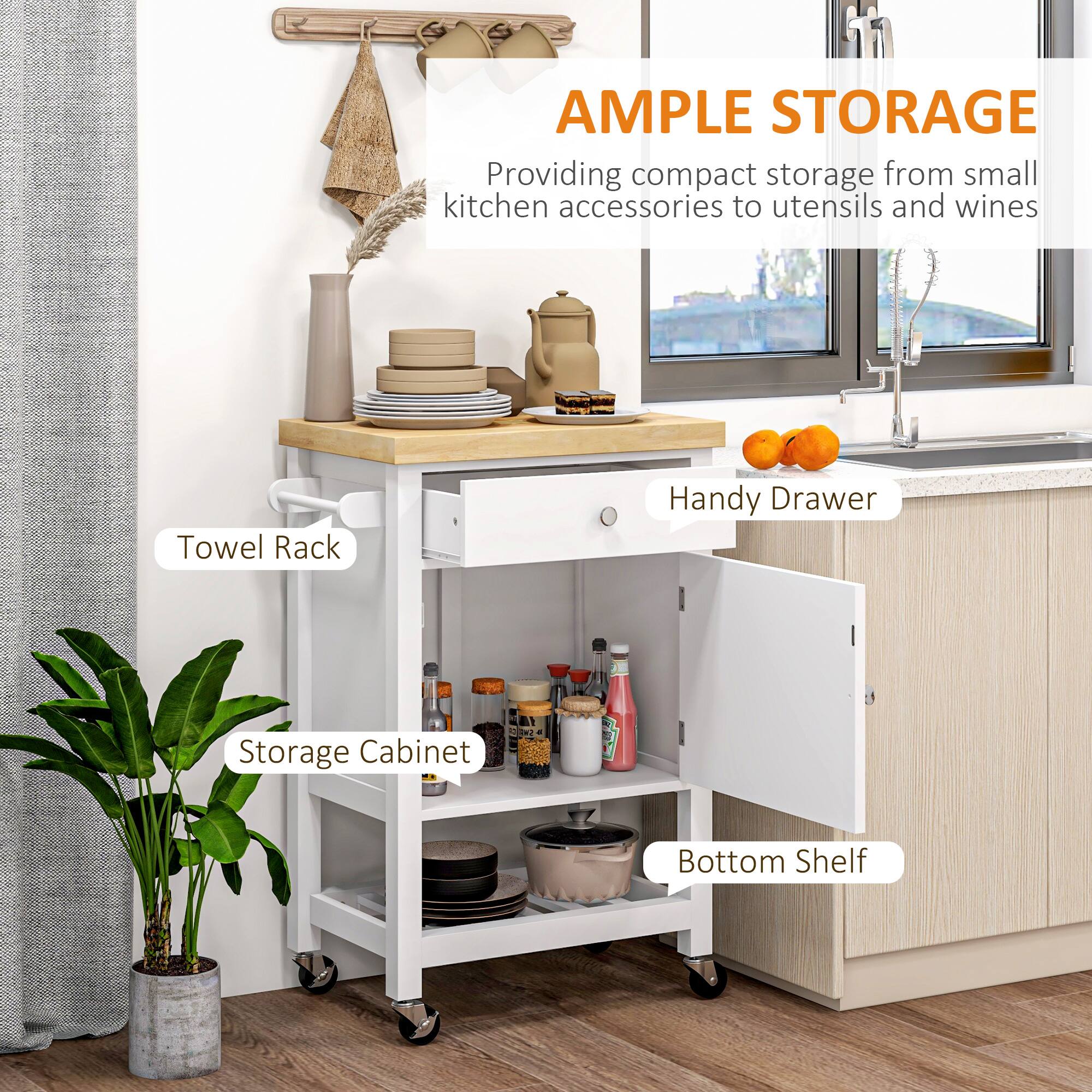 AMPLE STORAGE - Towel Rack - Handy Drawer - Storage Cabinet - Bottom Shelf