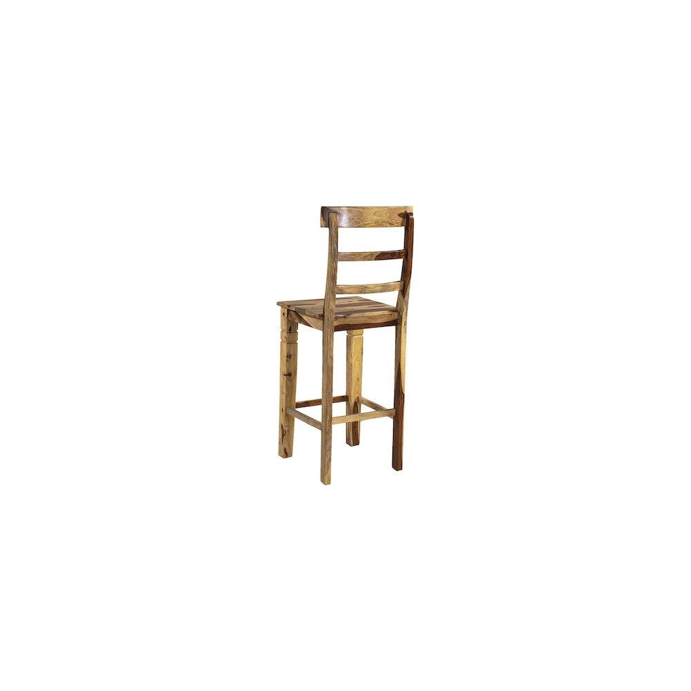 Angle. Porter Designs - Taos Solid Sheesham Wood Ladderback 30" Bar Height Bar Stool - Natural.