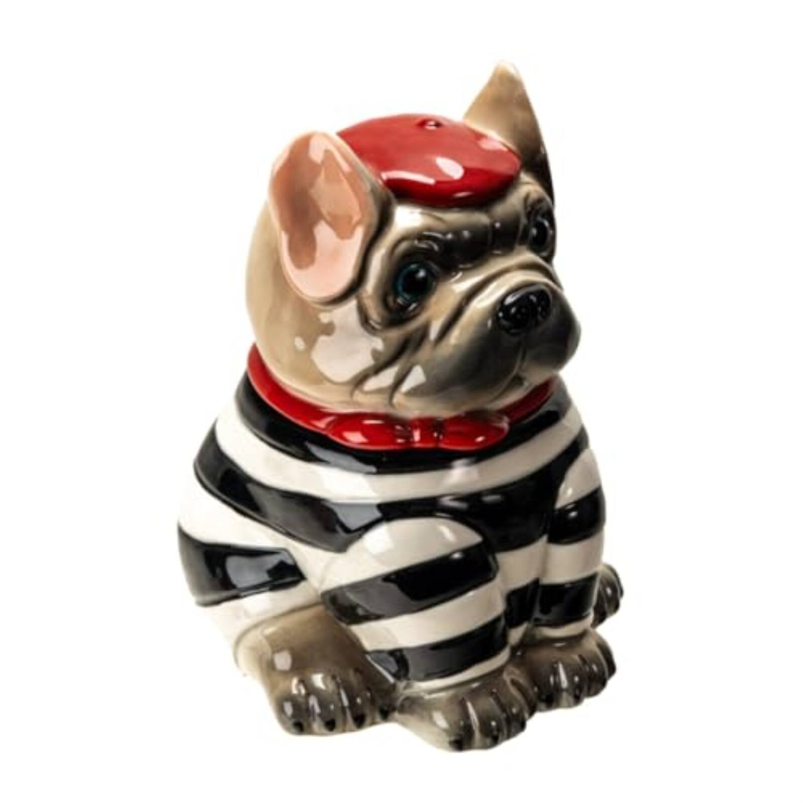 Alt View 3. Pacific Trading - Le French Bulldog Cookie Jar, Ceramic, Black and White Striped Shirt, Kitchen Decor, Storage Accessory - Multicolor.