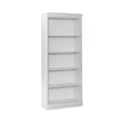 Front. Liberty Furniture Industries - Magnolia Manor 72 Inch Bookcase Office Storage - Antique White & Weathered Bark - Antique White & Weathered Bark.