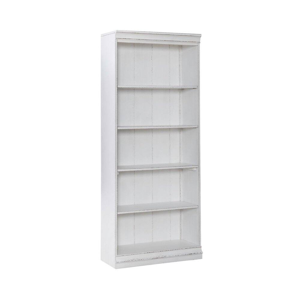 Liberty Furniture Industries - Magnolia Manor 72 Inch Bookcase Office Storage - Antique White & Weathered Bark