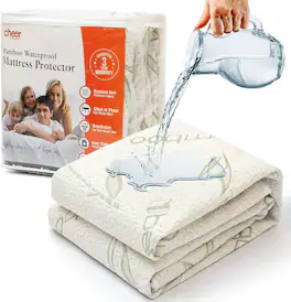 Cheer Collection - Bamboo Mattress Protector - Highly Absorbent 100% Waterproof Incontinence Pad for Elderly Adults, Children and Pets - White