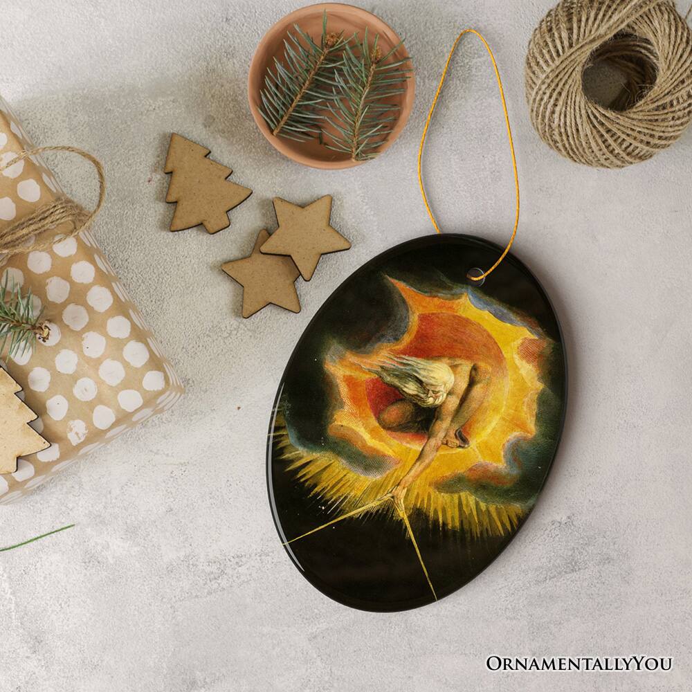 Alt View 1. OrnamentallyYou - William Blake The Ancient of Days Ornament, Visionary Art Christmas Gift for Philosophers and Artist - Multi-colored.
