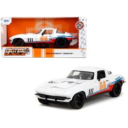 Jada - 1966 Chevrolet Corvette #66 "Racing Spirit" with Graphics "Bigtime Muscle" Series 1/24 - White
