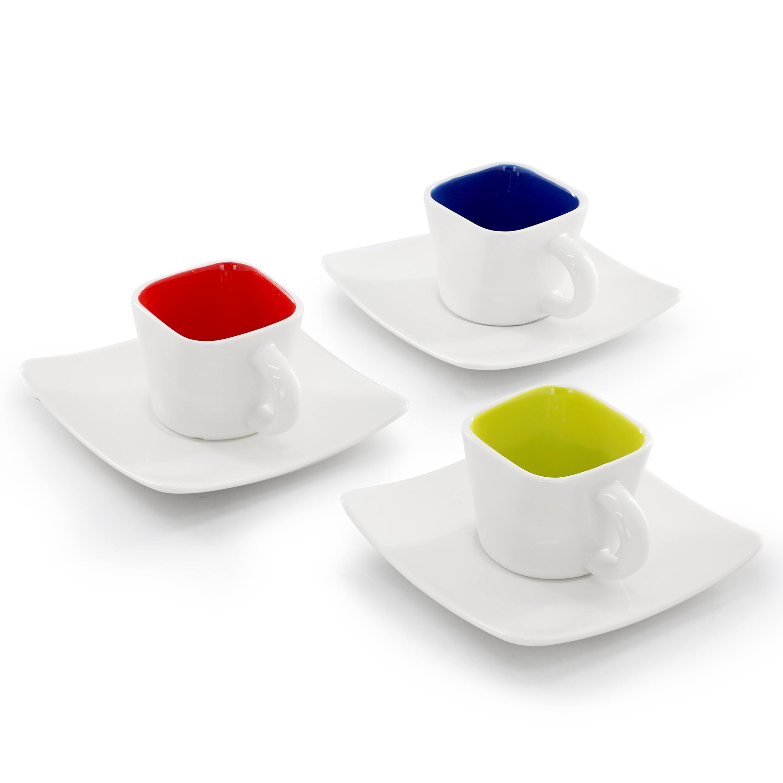 Alt View 2. Gibson - Gibson Home Crenshaw 13 Piece Square Stoneware Espresso Cup Set with Metal Stand - Assorted.