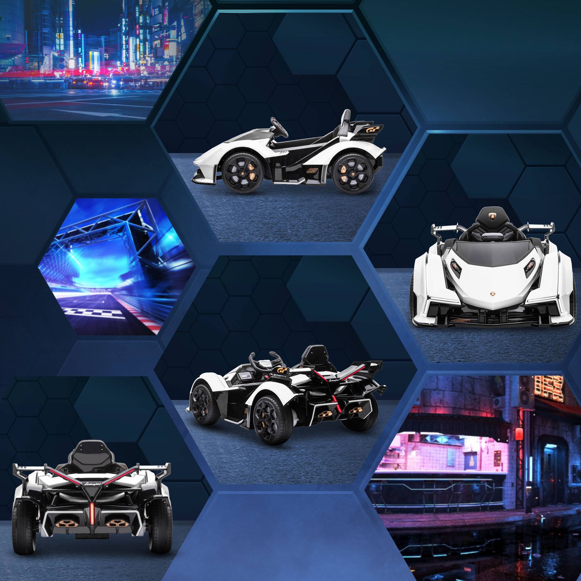 Alt View 4. Aosom - 12V Electric Ride-on Car, Licensed Lamborghini V12 Vision Gran Turismo Battery-Powered Ride-on Toy with Remote Control.