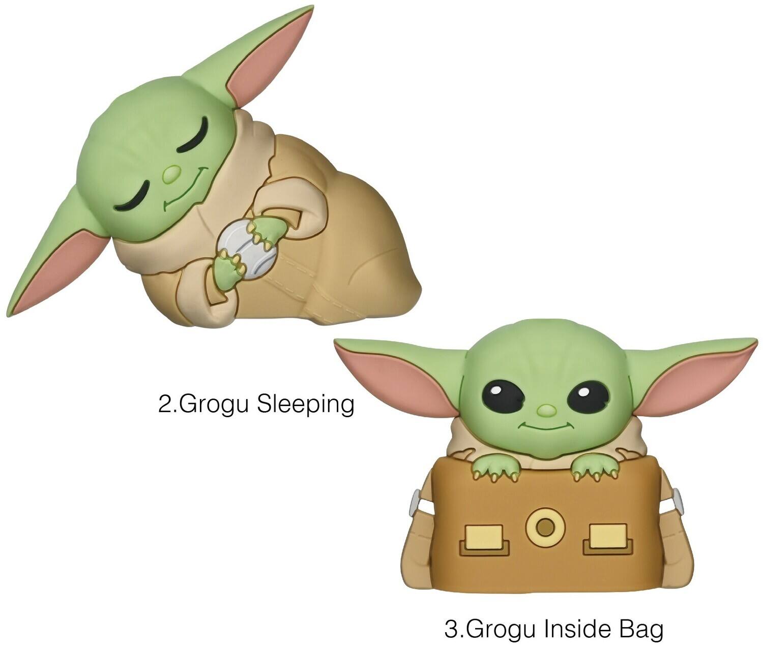 2. Grogu Sleeping  
3. Grogu Inside Bag