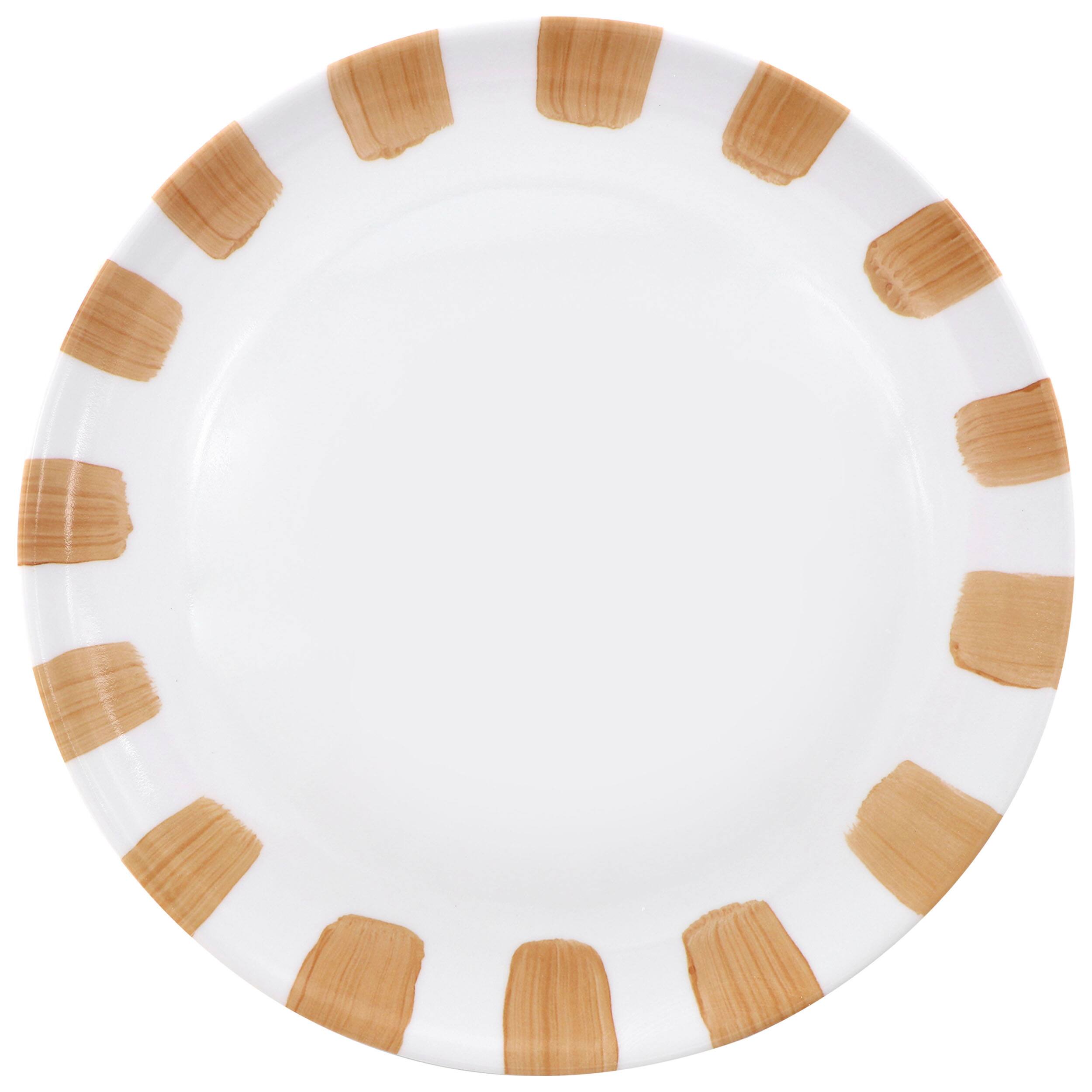 Alt View 2. Gibson - Gibson Home Cottage Stripes 12 Piece Melamine Dinnerware Set in White and Multi - Multi.
