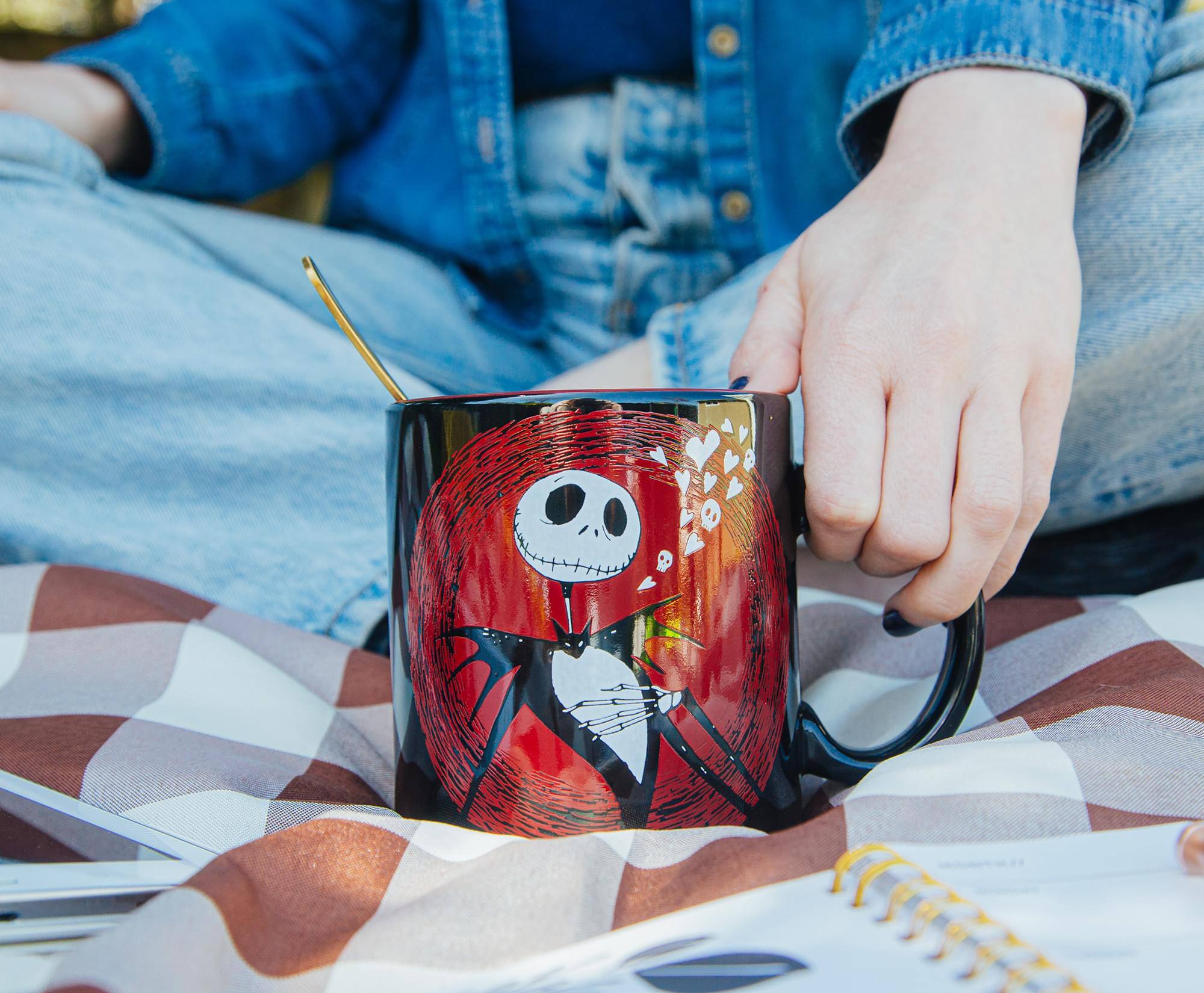 Alt View 3. Disney - Disney The Nightmare Before Christmas Jack Hearts Ceramic Mug | 20 Ounces - Black.