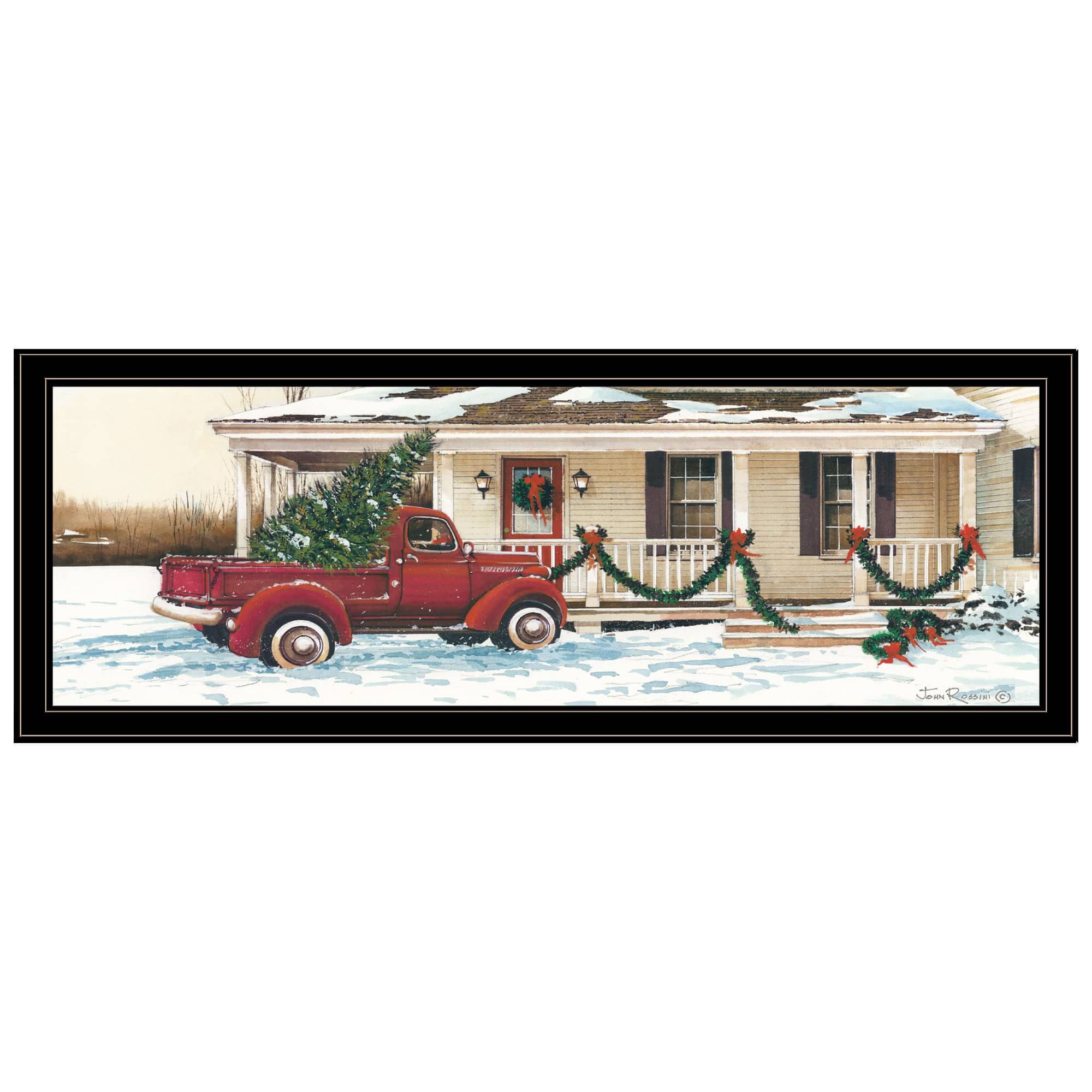 TinyHomie - Decor 4U Preparing for Christmas Black Framed Wall Art John Rossini - White