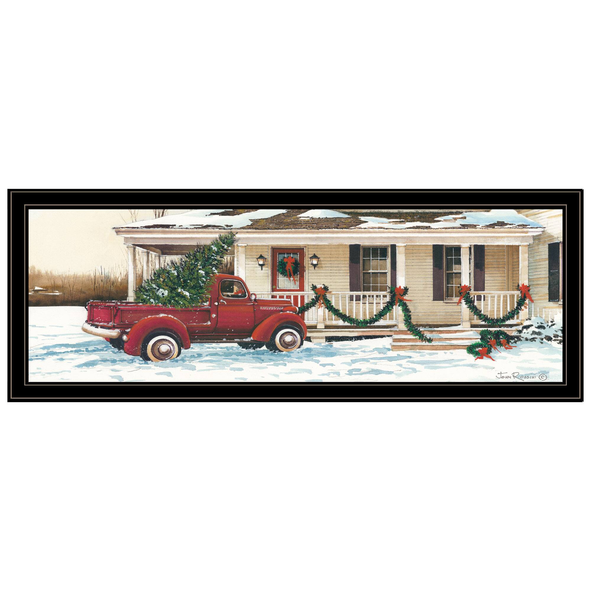 Front. TinyHomie - Decor 4U Preparing for Christmas Black Framed Wall Art John Rossini - white.